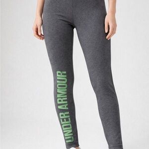 Under Armour Women's Gray Leggings with Green Logo